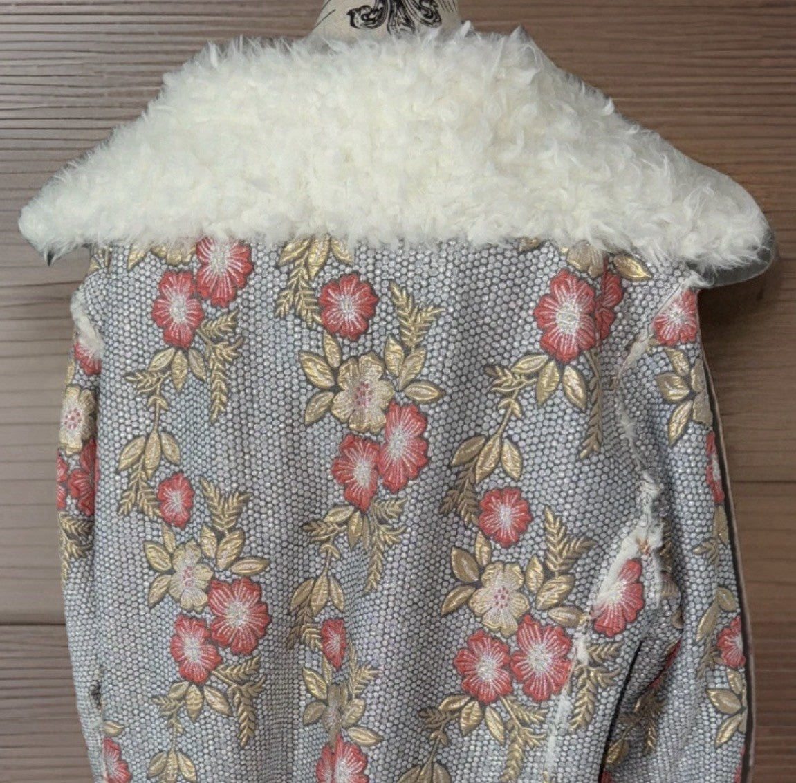 Johnny Was 1X Faux Fur Sherpa Coat Jacket Wrap Shearling Lined Tassles BOHO Johnny Was