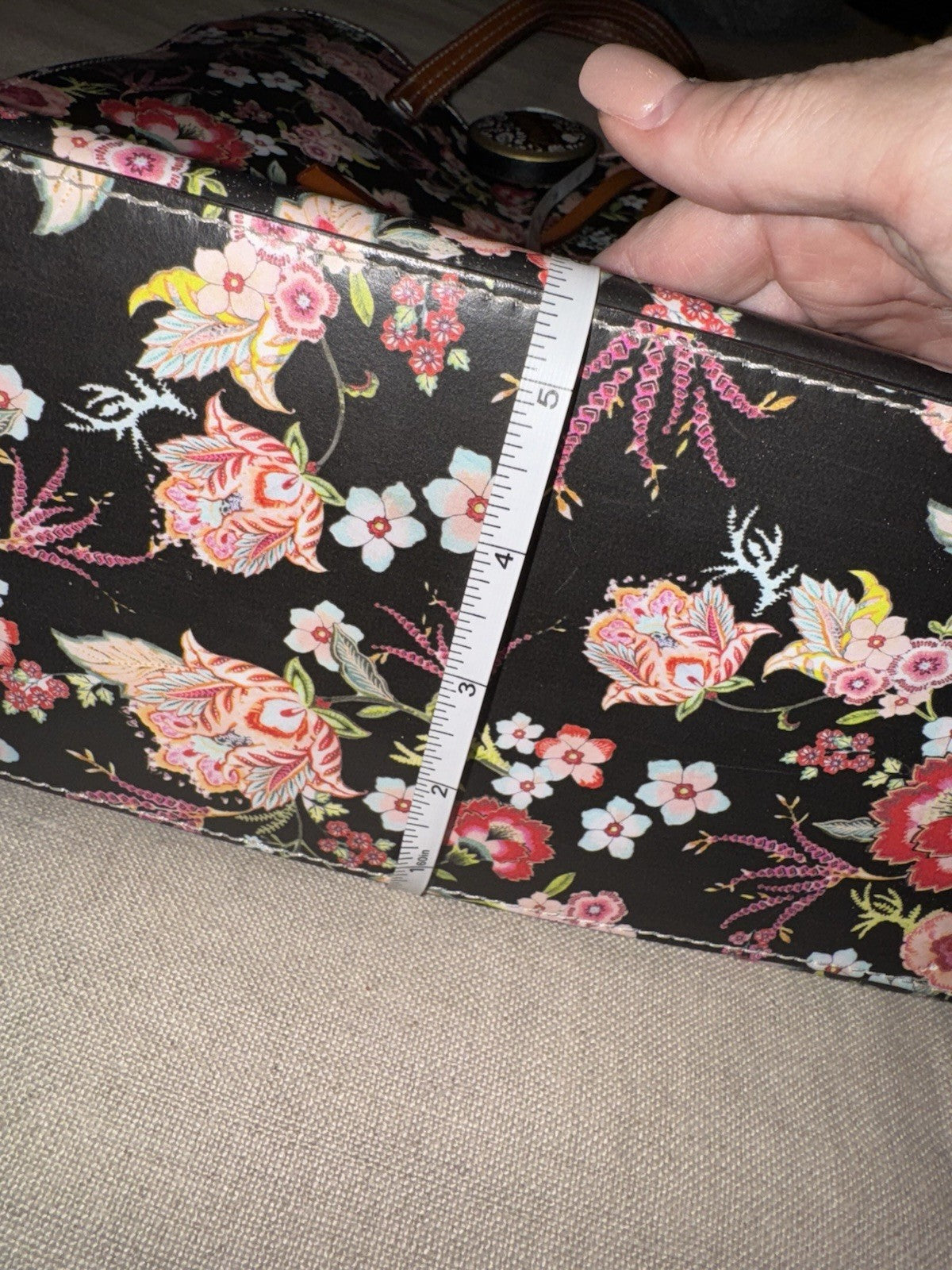 Johnny Was Black & Pink Coated Canvas Dreamer Bag Purse Tote Leather $428 Johnny Was