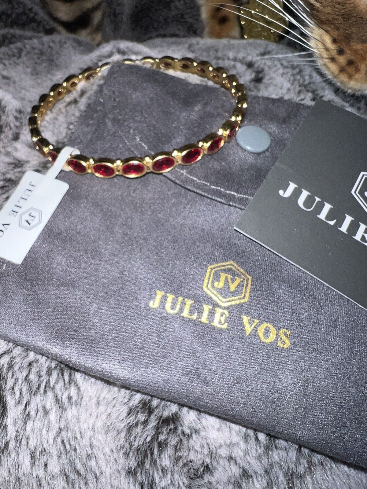 NEW Julie Vos Mykonos Ruby Bangle Sz Large NWT