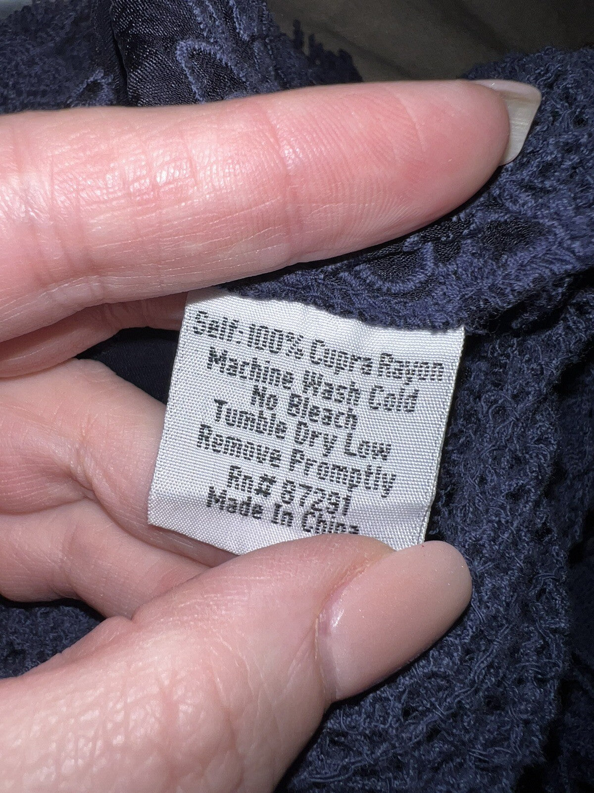 Johnny Was M Medium Navy Blue Shift Mini Dress Lace Embroidered Silky Tunic Top Johnny Was