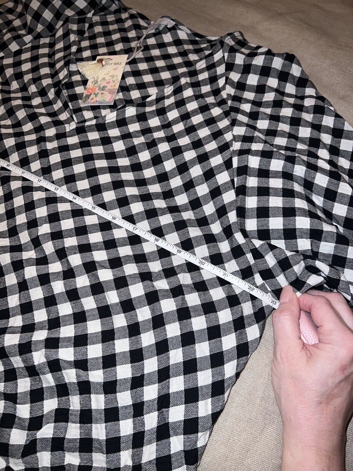 Johnny Was Black & White Check Soft MIDI Dress  Sz XL