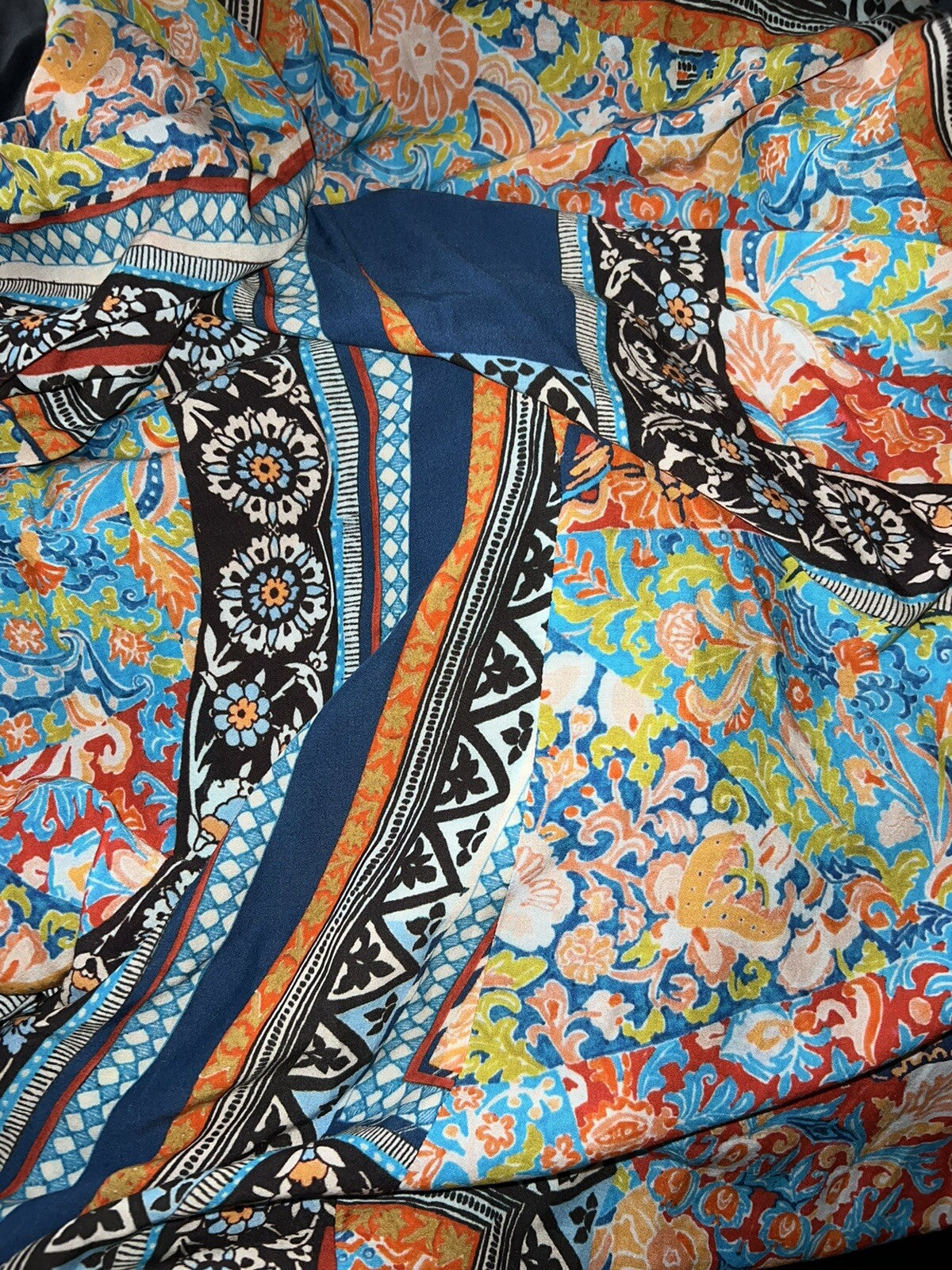 Johnny Was XL Silky Kimono Duster Jacket BOHO Flowy Top Lightweight Cool Color Johnny Was