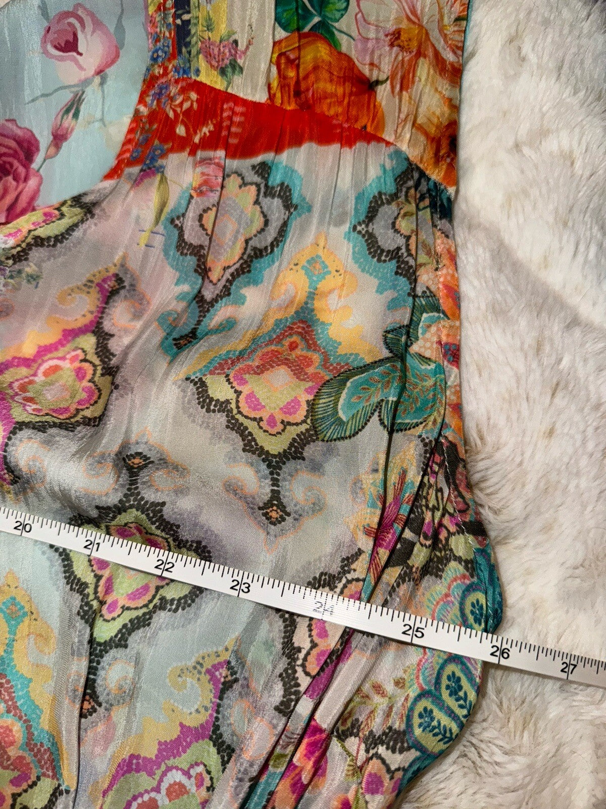 Johnny Was 1XL 1X Maxi Dress Sleeveless Patchwork Floral Pattern Tassel BOHO Johnny Was