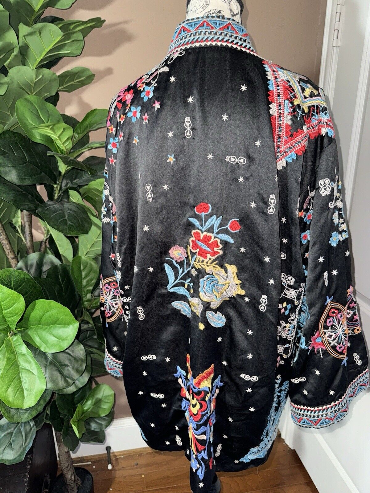 Johnny Was XL 1X Reversible KIMONO Jacket Coat Wrap Embroidery STUNNING