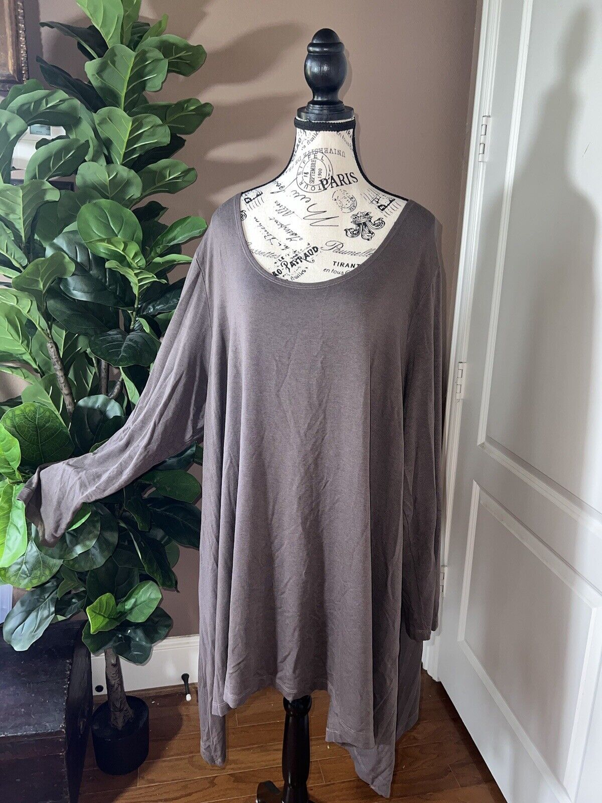 Bryn Walker Chocolate Brown Long Sleeve Tunic Top 2X 2XL XXL  MSRP $158