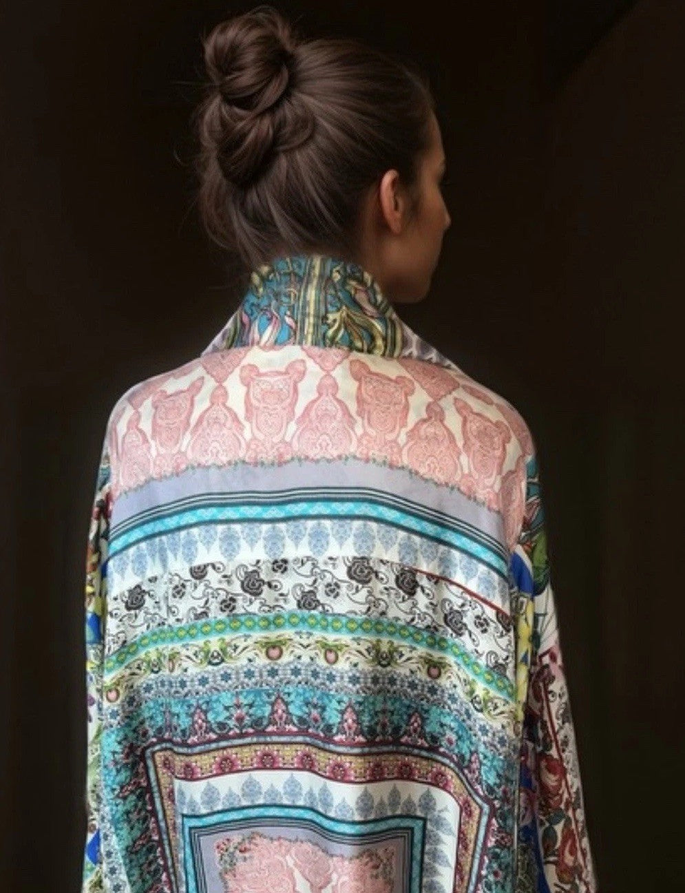 Johnny Was 100% Silk Kimono Sz 2X 2XL Floral Handkerchief Design SPRING & Summer Johnny Was