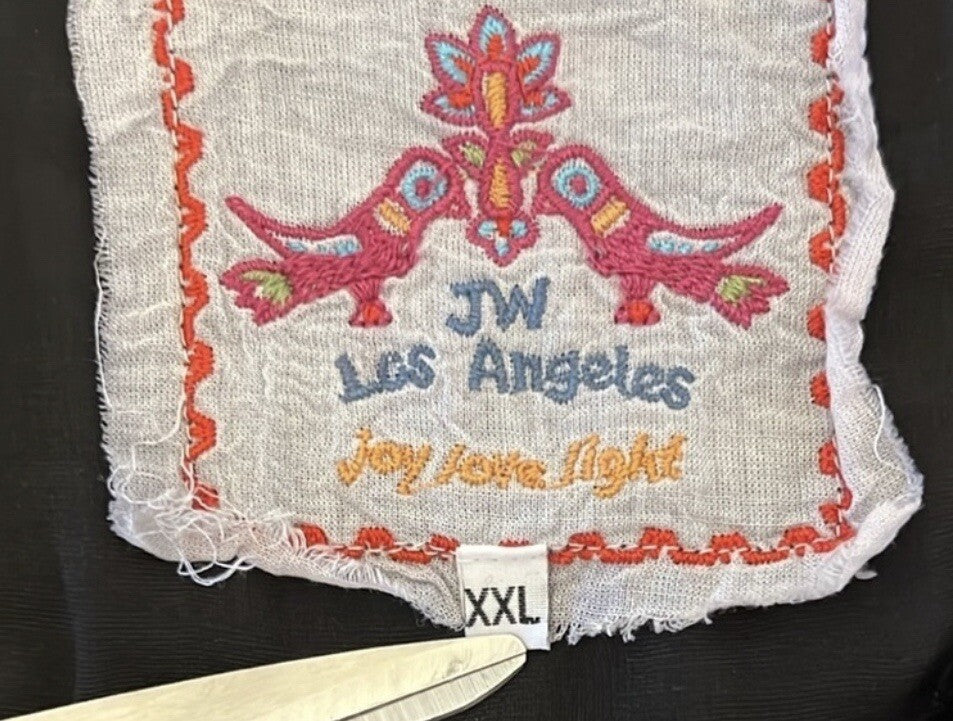 Johnny Was XXL Black Velvet Tunic Top Mini Dress Embroidered Blouse Shirt BOHO Johnny Was