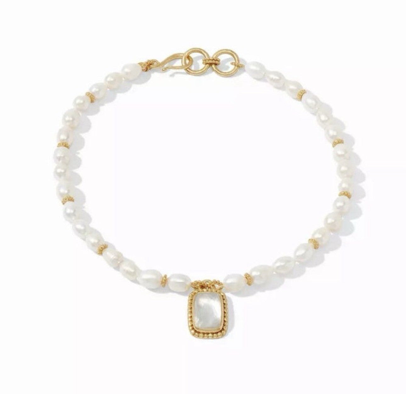 Julie Vos Freshwater Pearl & Clear Statement Necklace 24k Gold Plated Julie Vos