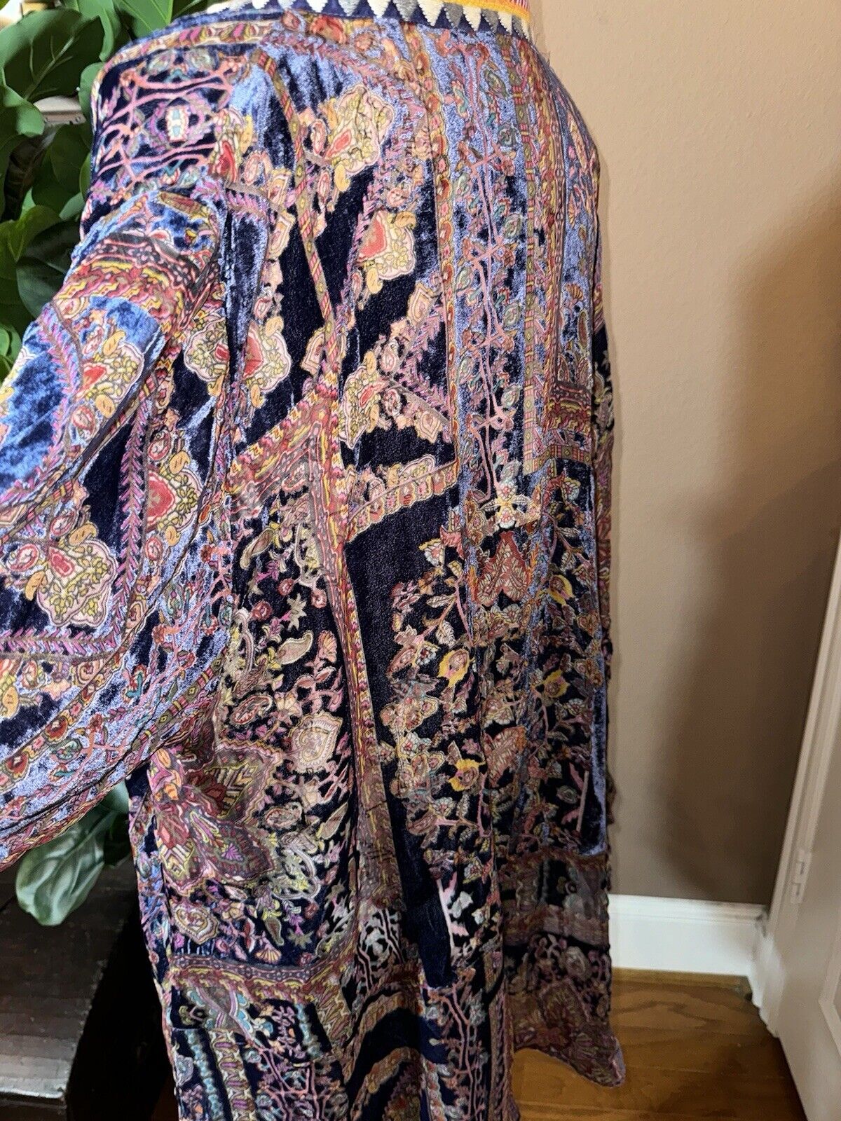 Johnny Was 1X XL Burnout Velvet Kimono Duster Wrap Cardigan Purple  $435