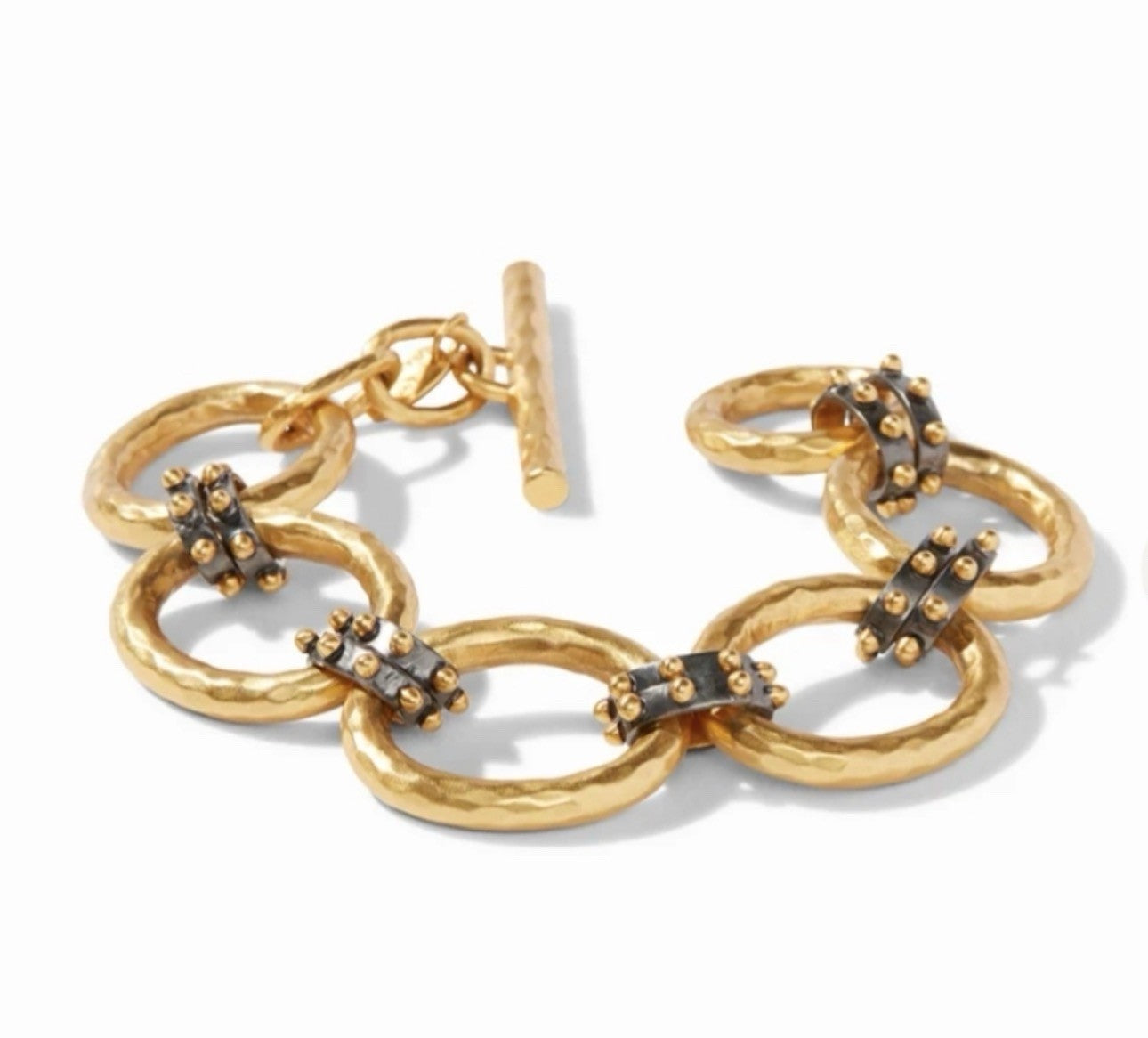 Julie Vos Soho 2 Tone 24k Gold Plated Toggle Chain Link Bracelet  8.5” Julie Vos