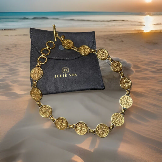 Julie Vos Egyptian Coin Medallion Necklace 18” Adjustable  Worn Twice Julie Vos