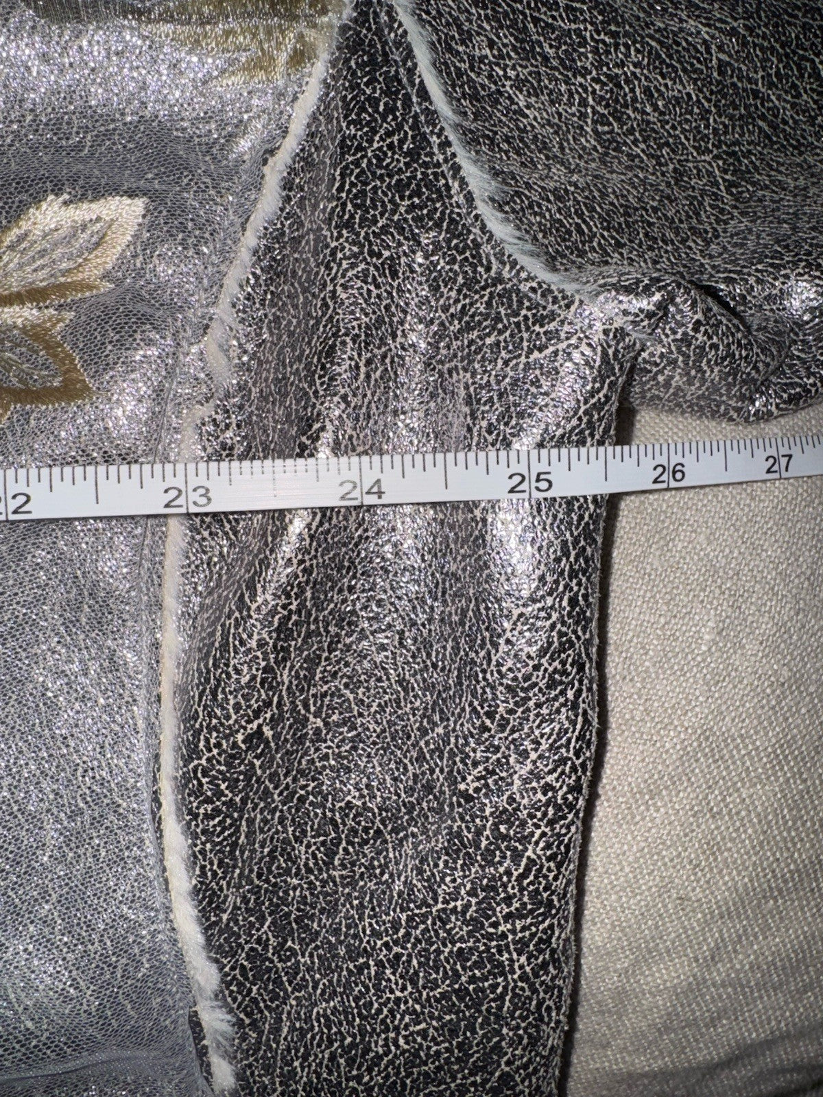 Johnny Was XL Silver Faux Suede & Fur Jacket Coat Applipue & Embroidery Johnny Was