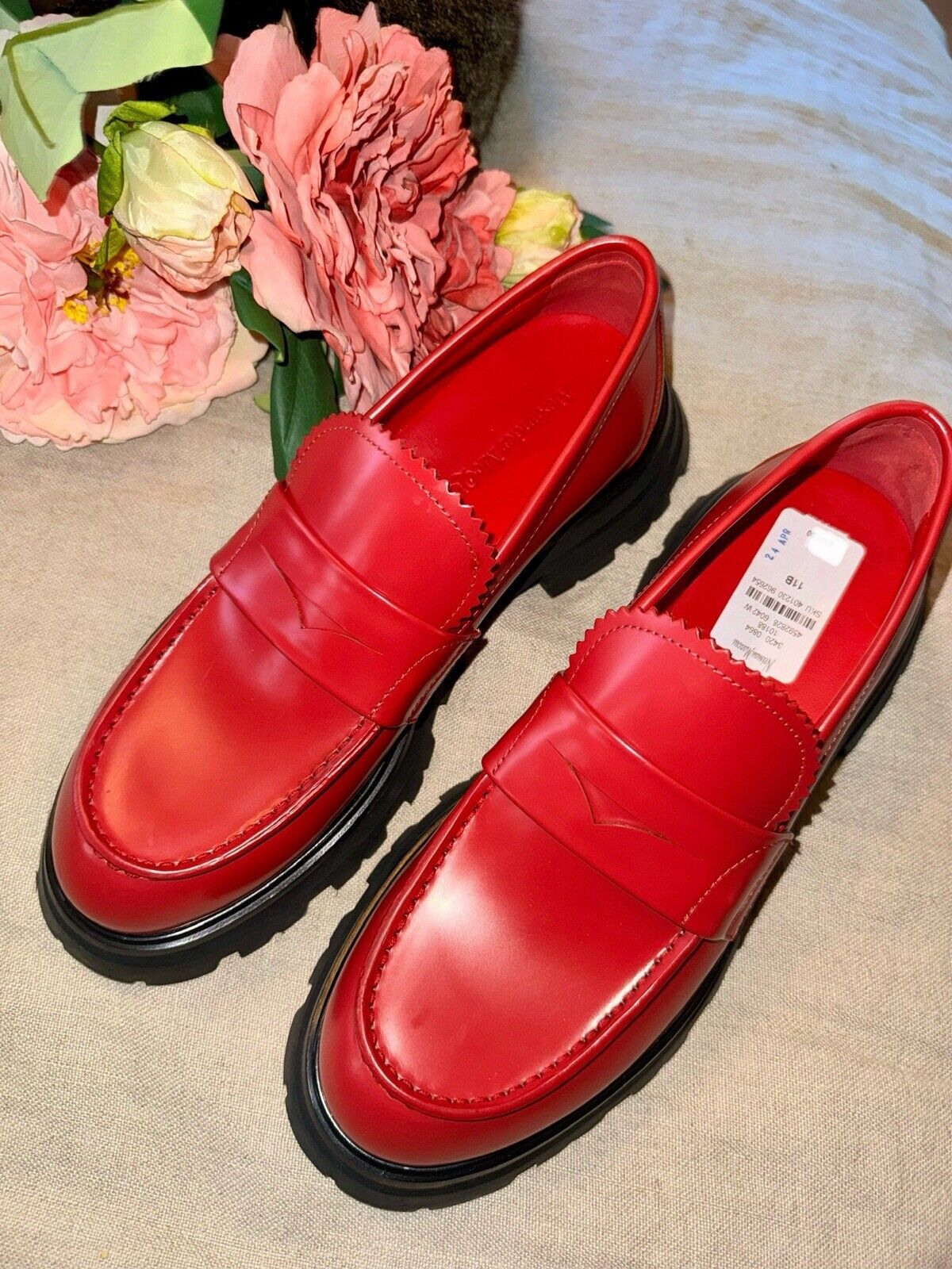 Alexander McQueen Wander Women's Red Leather Platform Loafer Shoes IT 41 / US 11