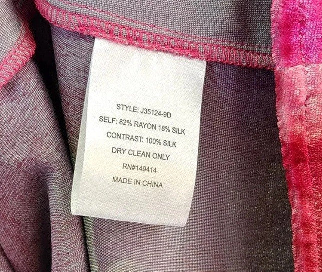 Johnny Was XL Velvet Shift Mini Dress Red Black  & Pink BOHO Floral Bloom Johnny Was