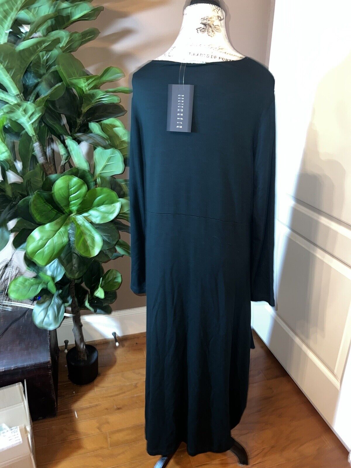 Bryn Walker Green Dolman Sleeve Maxi Dress Batwing L Large  MSRP $198