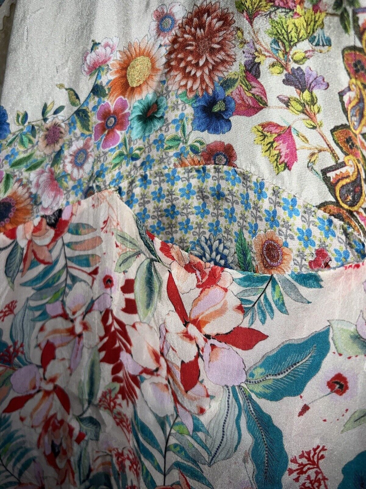 Johnny Was 100% Silk Kimono Sz XL 1X 1XL Cherry Blossoms & Flowers STUNNING BACK