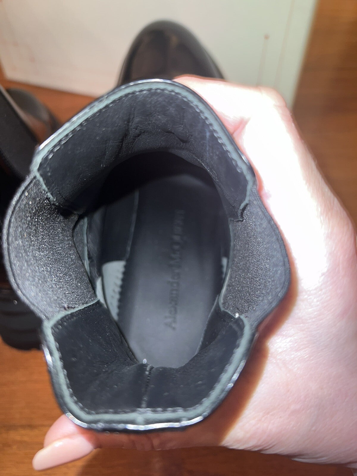 In Box ALEXANDER MCQUEEN Wander Leather Chelsea Boots 10 Black Neiman Marcus Alexander McQueen