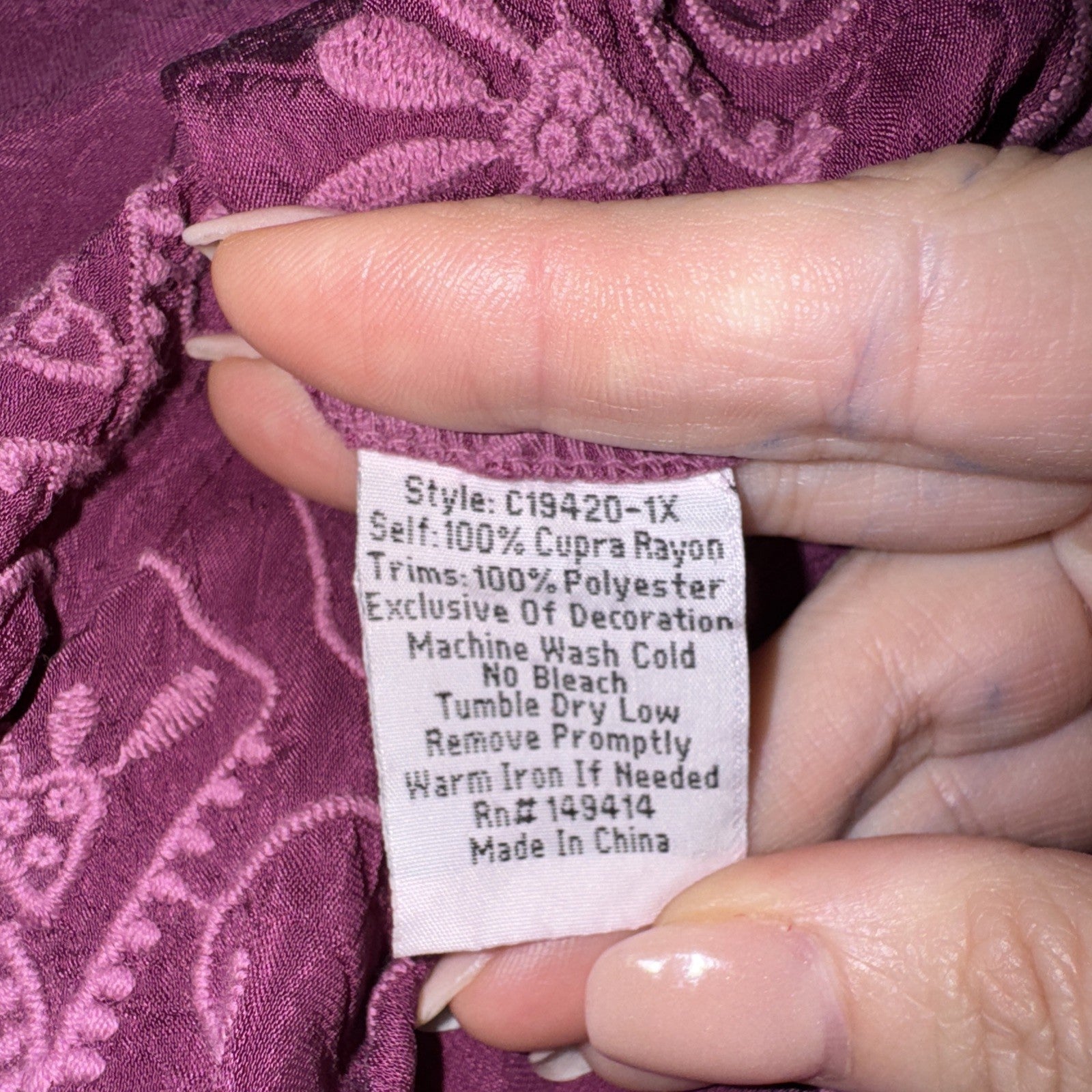 Johnny Was 3X Plus Fushia Pink Tunic Top Peasant Blouse Lightweight Cool Shirt Johnny Was