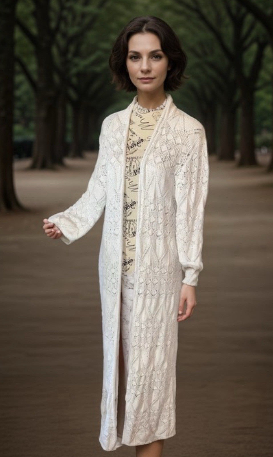 Johnny Was XL 1X White Crochet Long Kimono Duster Cover Up Wrap Lightweight Cool Johnny Was