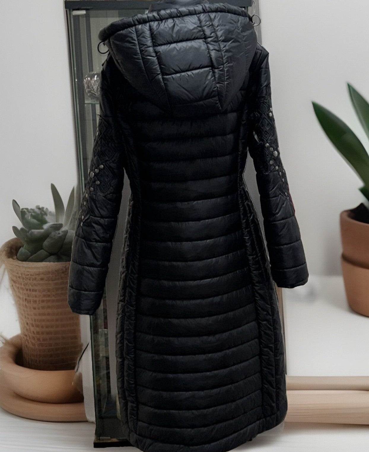 Johnny Was XL Black Puffer Coat Jacket Embroidery On Sleeves $598 Retail Johnny Was