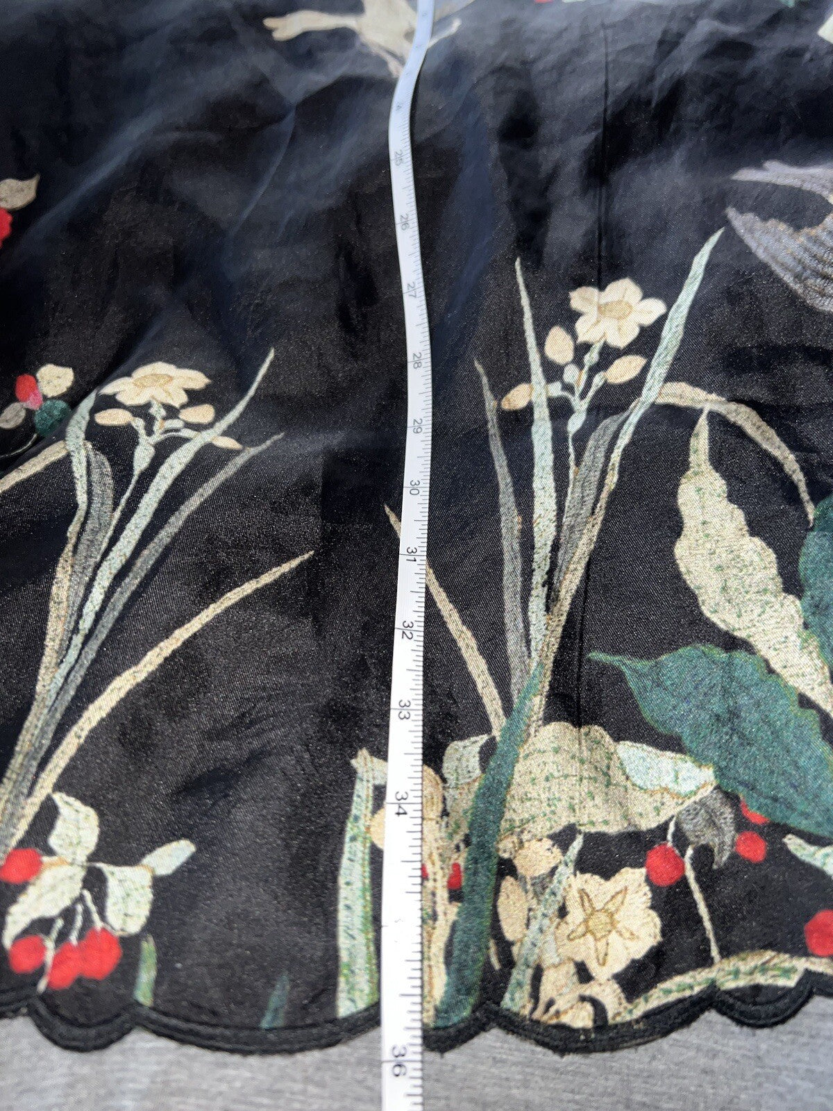 100% Silk Johnny Was Black Tunic Top Or Mini Dress XXL 2X 2XL Birds & Flowers Johnny Was