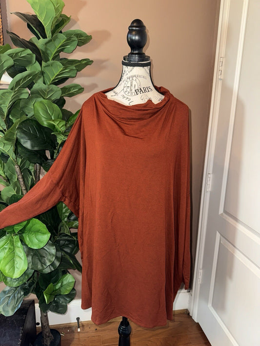 Bryn Walker Burnt Orange Rust Dolman Sleeve Tunic Top XL 1X MSRP $190 Bryn Walker