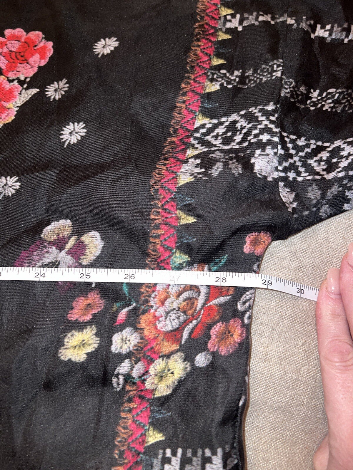 Johnny Was L 100% Silk Button Up Blouse Shirt Long Sleeve Tunic Top Lightweight Johnny Was