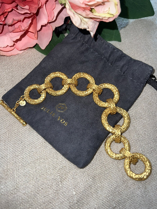Julie Vos Ivy Leaf 24k Gold Plated 7.75” Toggle Chain Link Bracelet Julie Vos