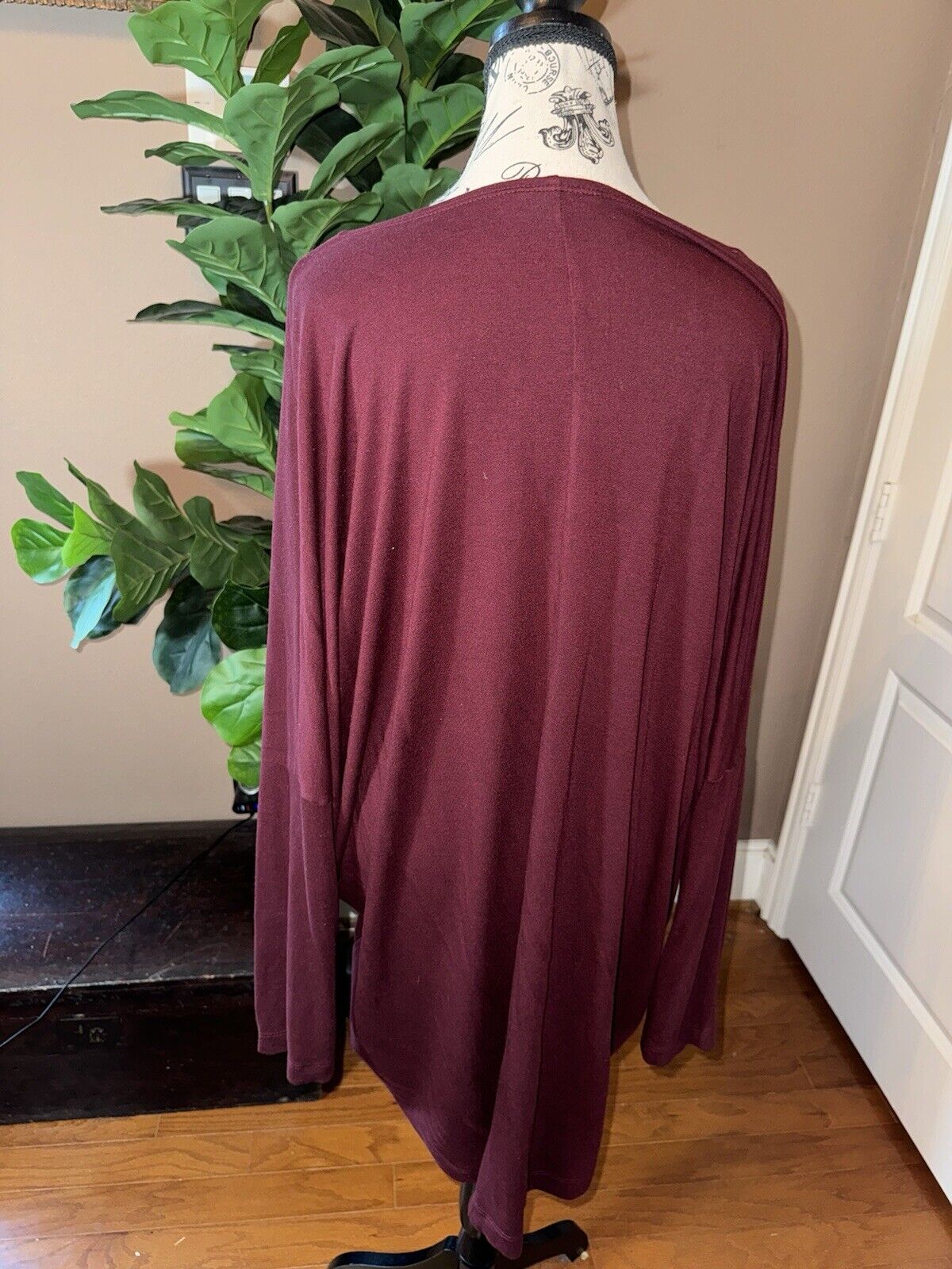 Bryn Walker Maroon Wine Red Dolman Sleeve Maxi Top Batwing 3X 3XL MSRP$198