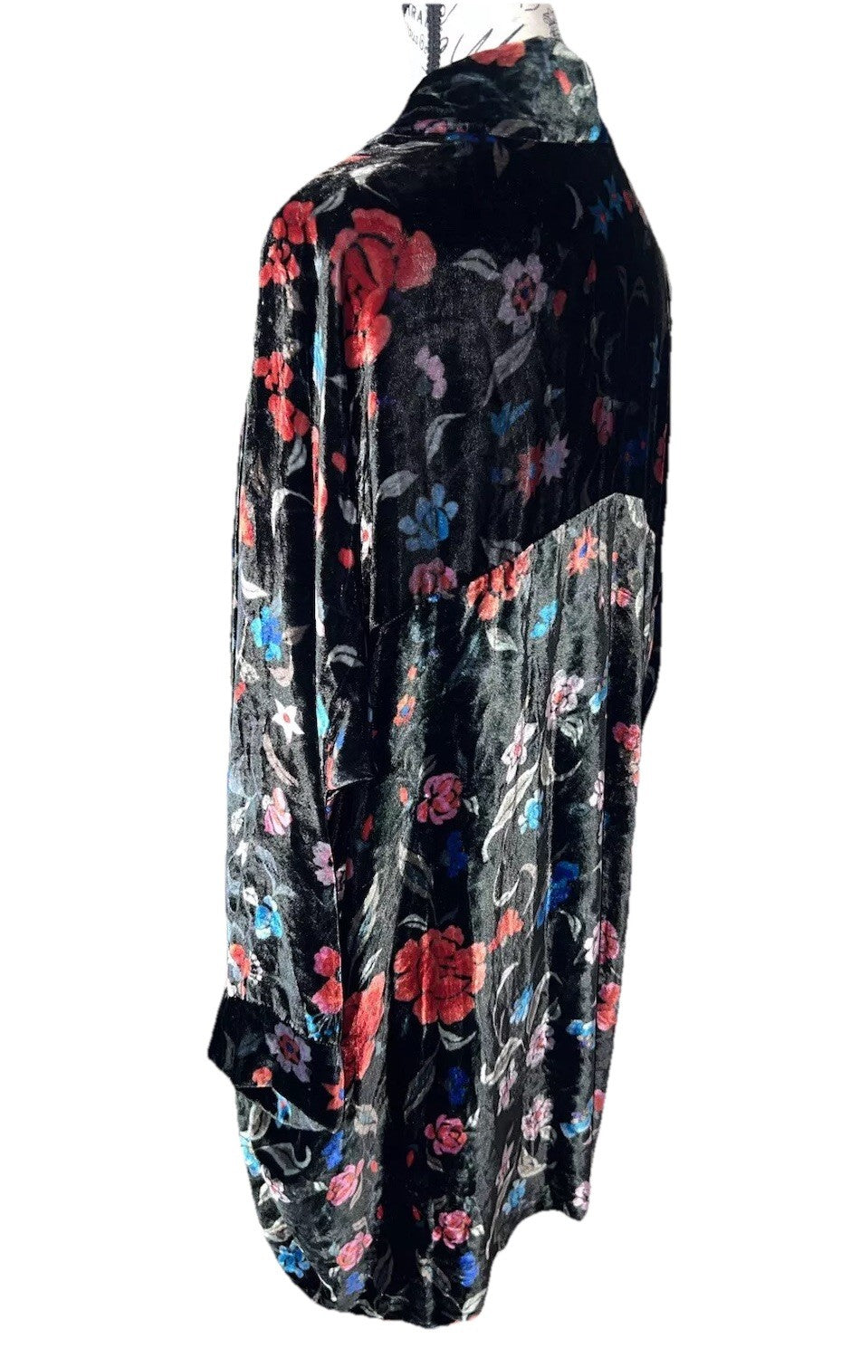 Johnny Was 3X Plus Black & Red Velvet Kimono Wrap Floral Cardigan Jacket Johnny Was