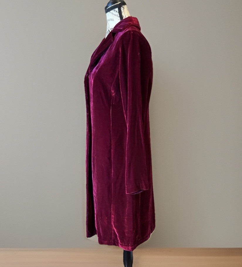 Johnny Was M Medium Red Velvet Tailored Coat Jacket Wrap Dressy & Classic Style Johnny Was