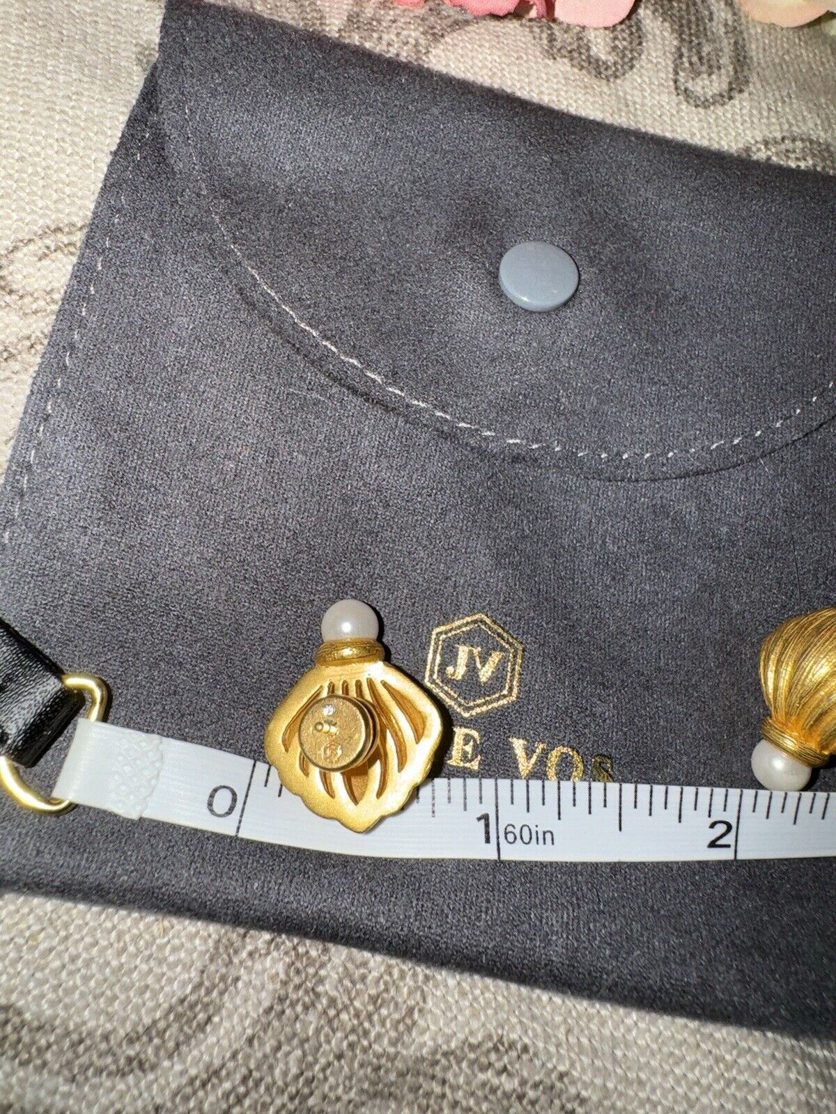 Julie Vos Pearl & 24k Gold Plated Shell Crest Stud Earrings RETIRED