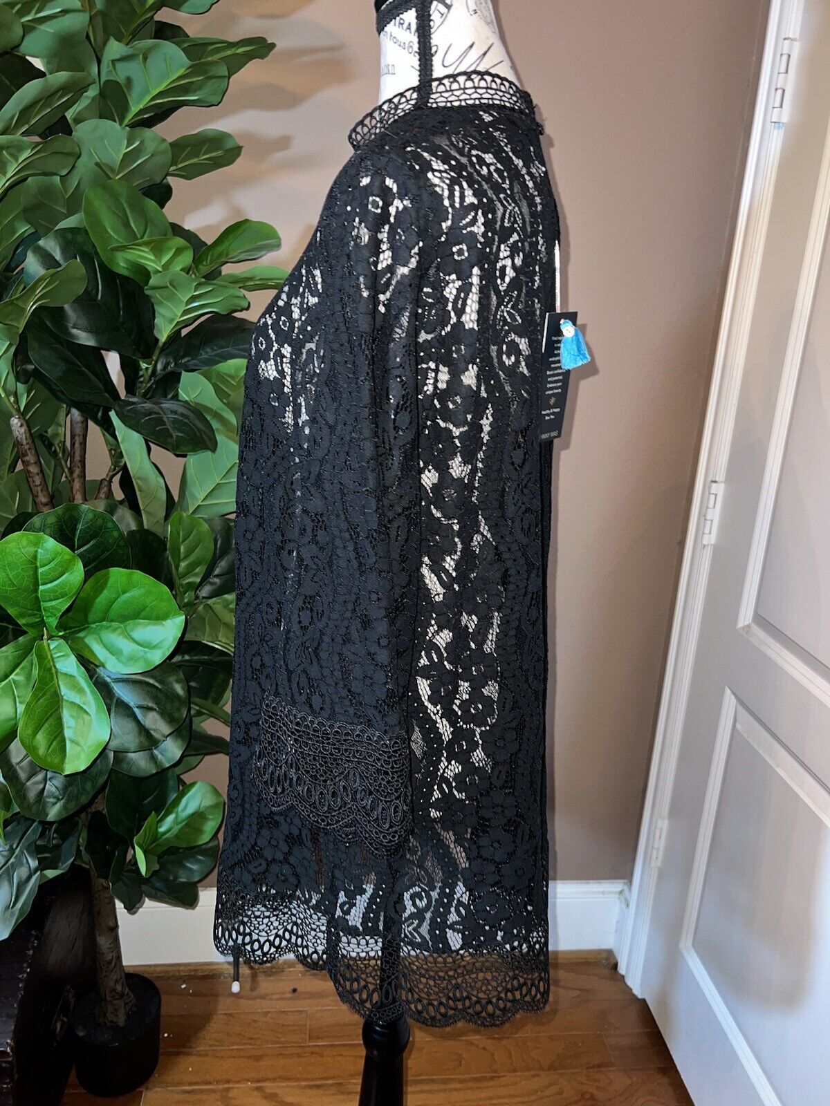 Johnny Was Sz XL Black See Through Lace Tunic Elegant & Classic