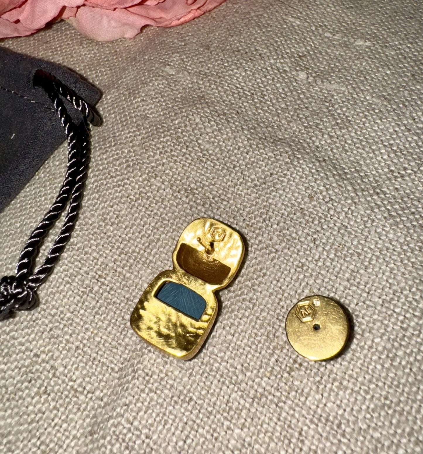 Julie Vos Iridescent Peacock Blue Crystal 24k Gold Plated Earrings Julie Vos