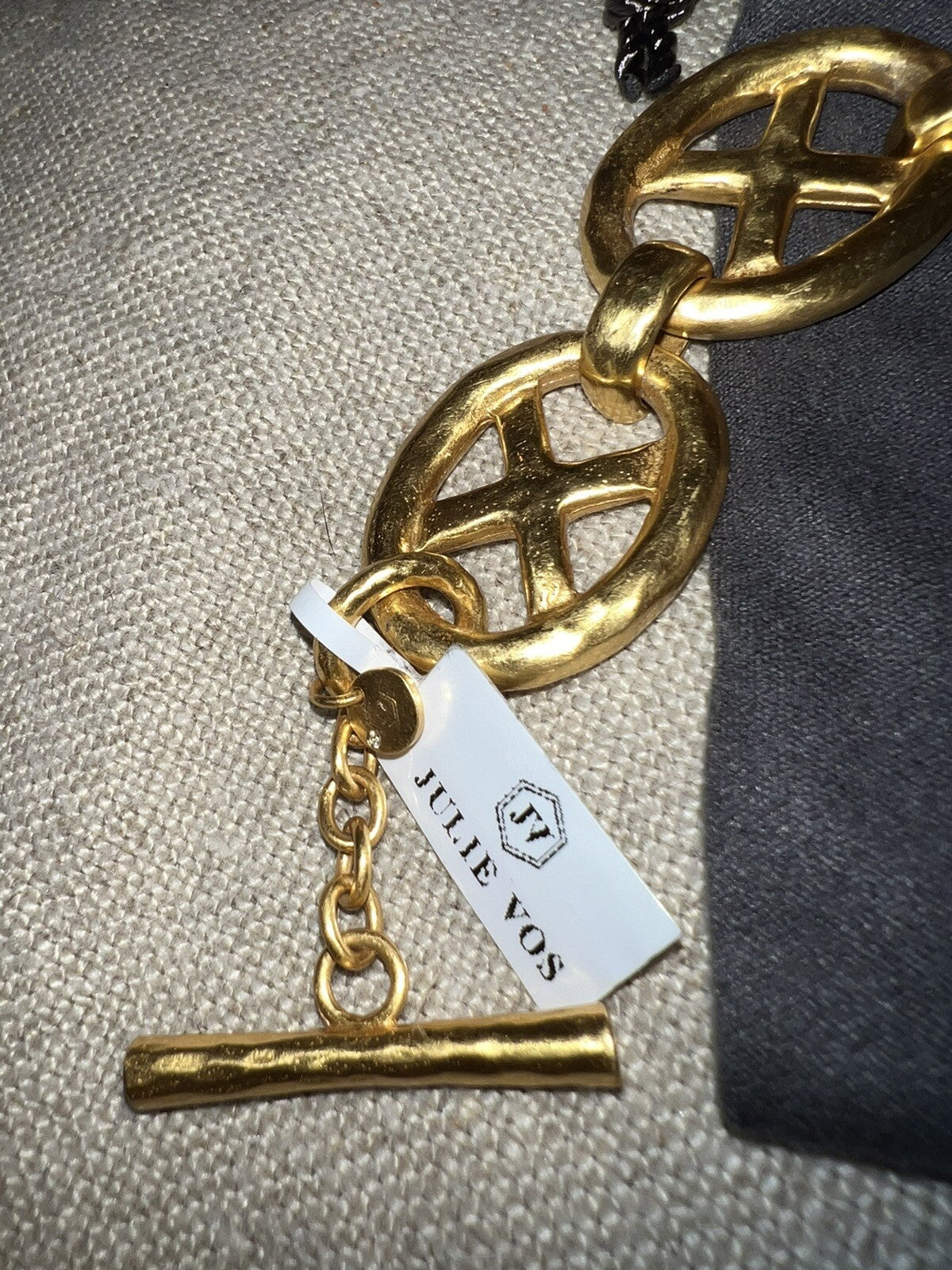 Julie Vos 24k Gold Plated Heavy XO Toggle Link Bracelet ADJUSTABLE Julie Vos