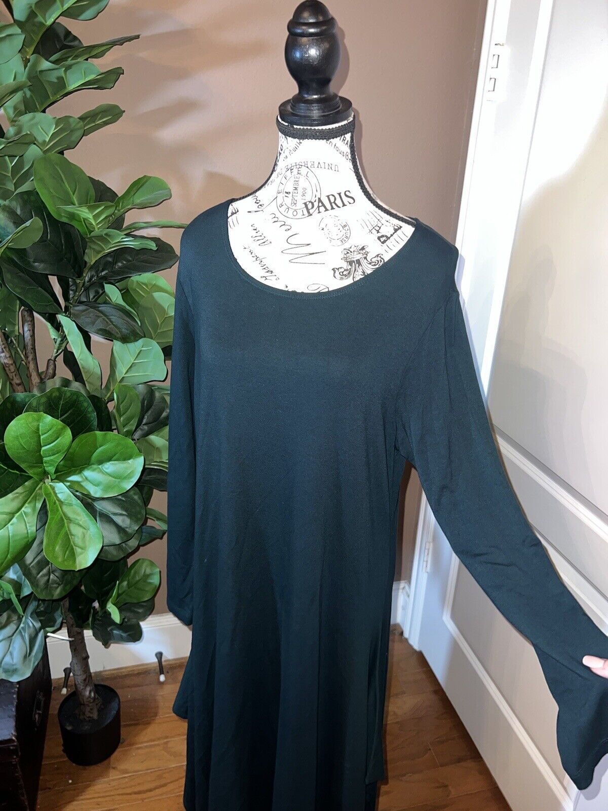 Bryn Walker Green Dolman Sleeve Maxi Dress Batwing L Large  MSRP $198