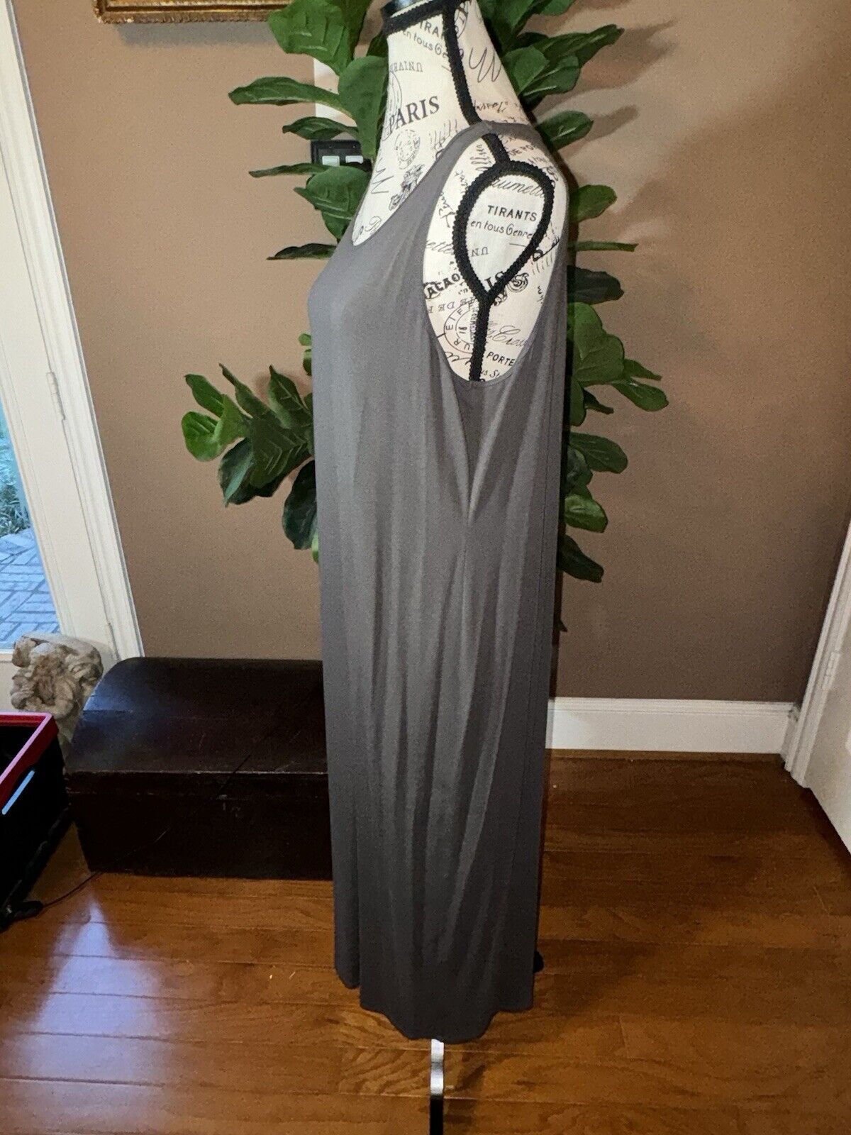 Eileen Fisher Viscose Mushroom Brown Maxi Dress Sz L Large