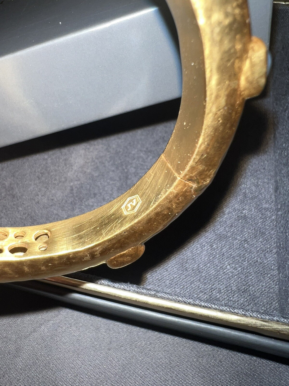 Julie Vos Hinged Bangle Bracelet White Moon Stone 24k Gold Plated Cuff Moonstone Julie Vos