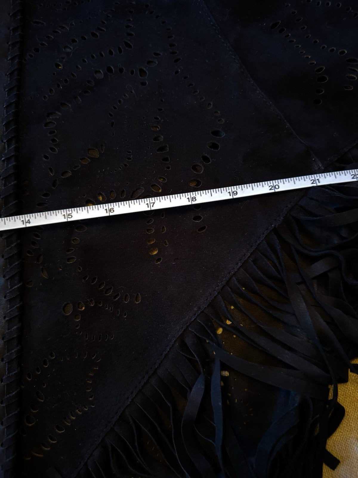 Johnny Was S/M Black Suede Leather Poncho Laser Cut Kimono Wrap $998 Retail Johnny Was