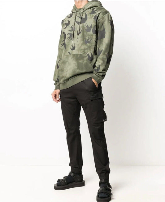 McQ Alexander McQueen Green Tie-Dye Swallows Hoodie Sweatshirt Swarm NWOT $440