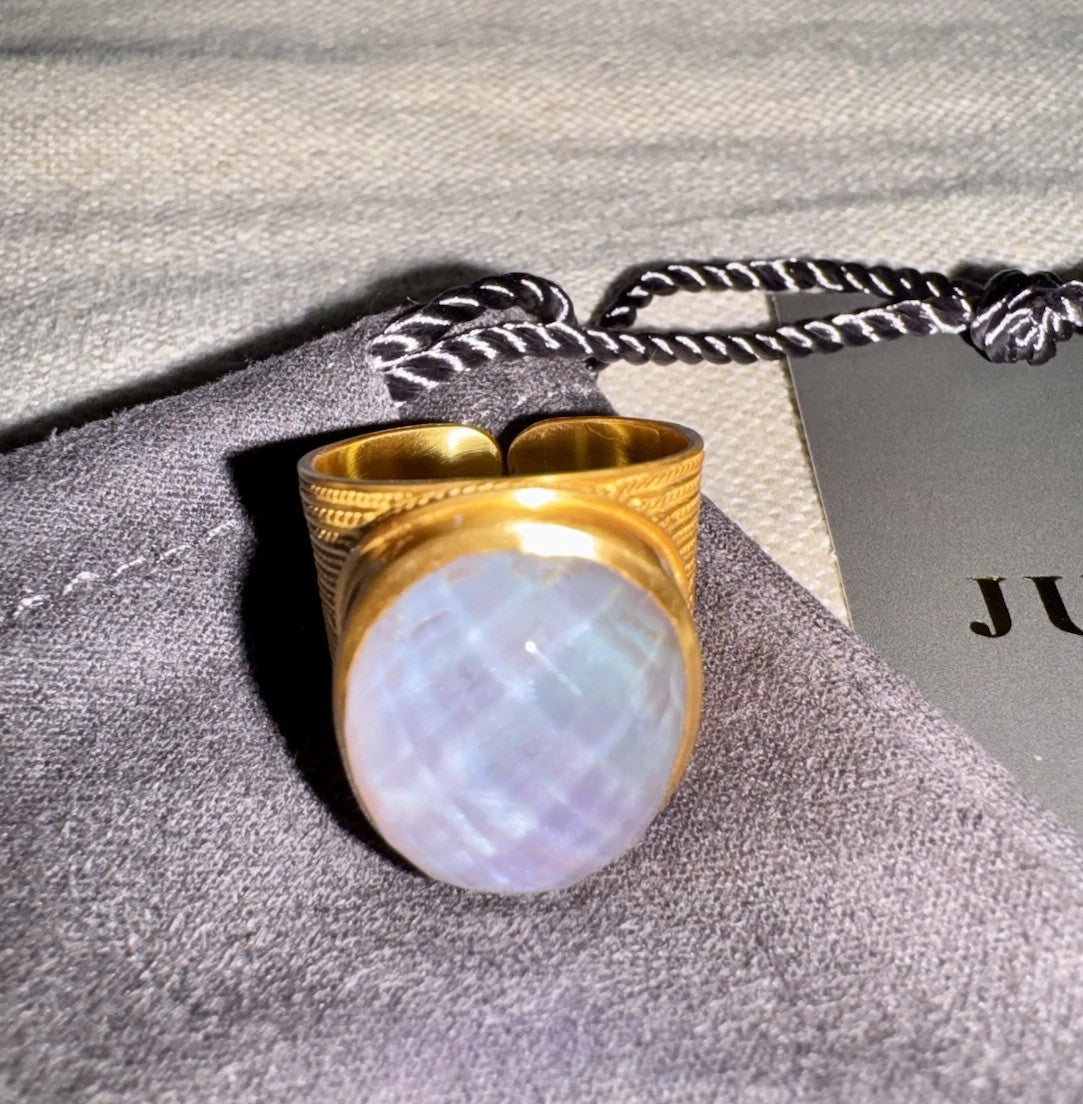 Julie Vos 8 Iridescent Heather Lavender Statement Ring ADJUSTABLE 24K Plated Julie Vos