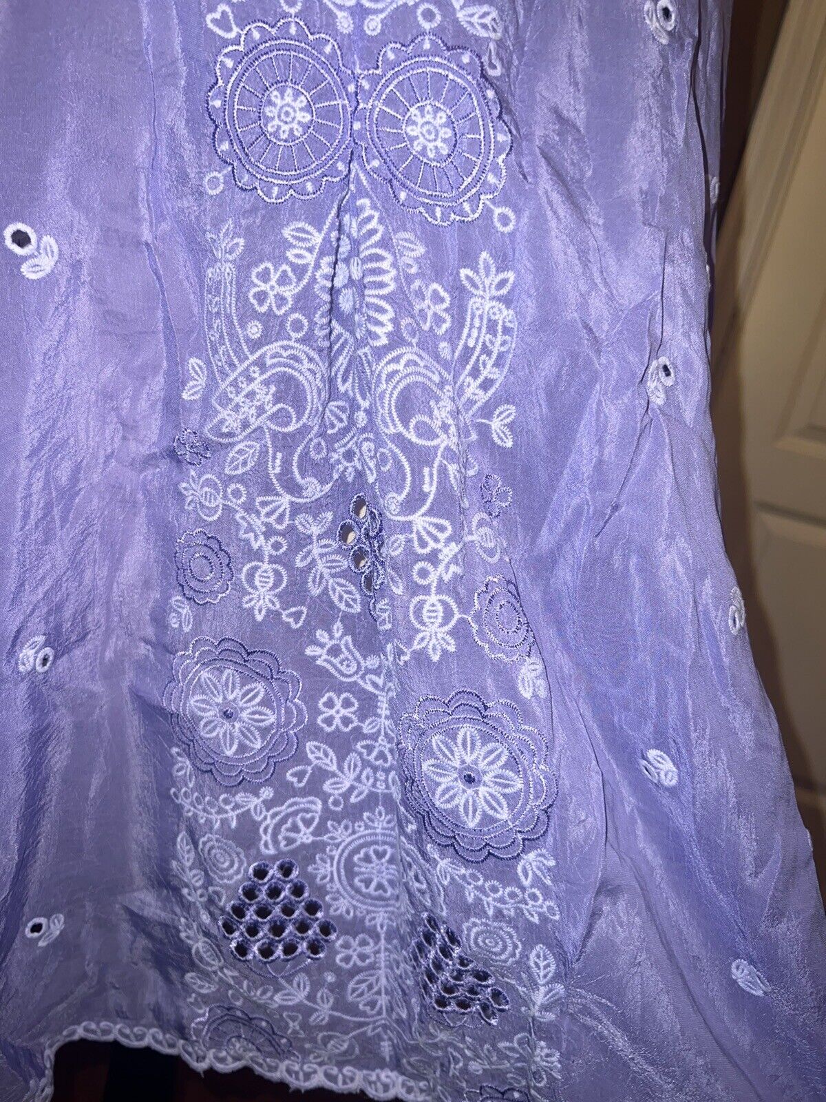 Johnny Was Embroidered Silky Tunic Top Lavender 2X 2XL Beautiful