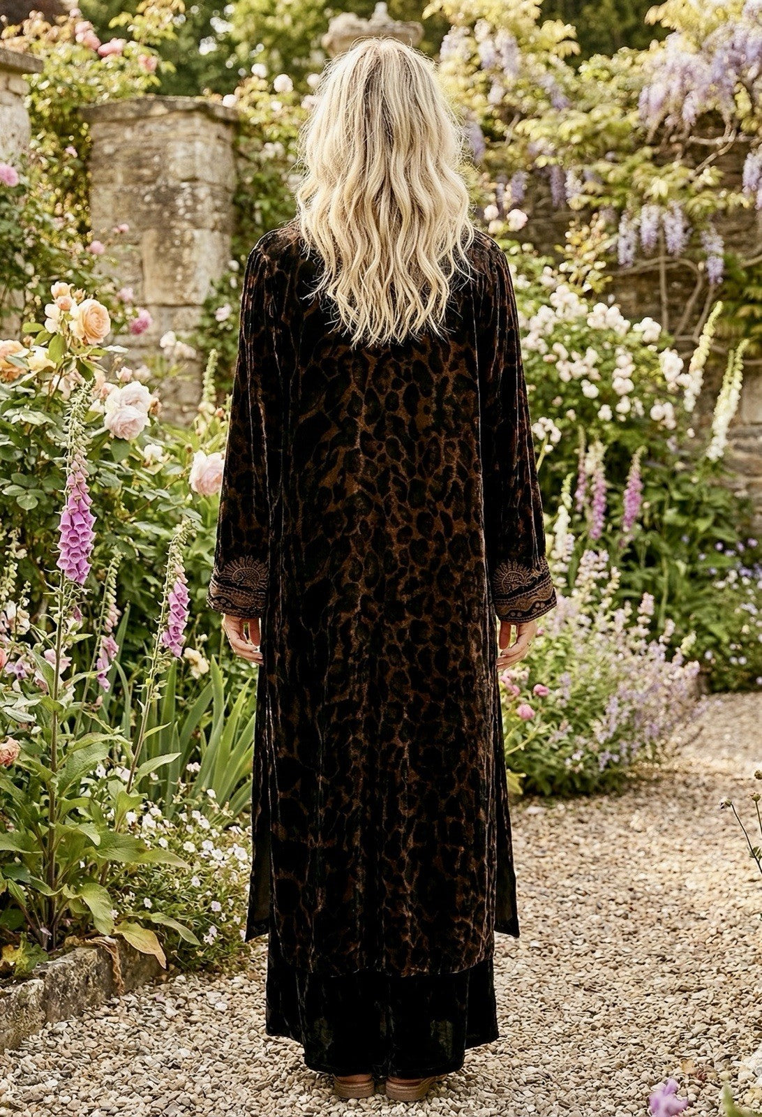 Johnny Was 2Pc Set XL Velvet Long Kimono & Romper Jumper Leopard $830 Retail Johnny Was