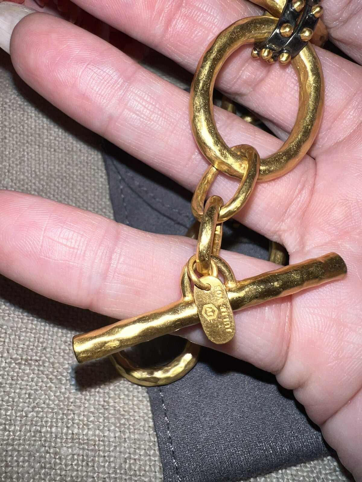 Julie Vos Soho 2 Tone 24k Gold Plated Toggle Chain Link Bracelet  8.5” Julie Vos