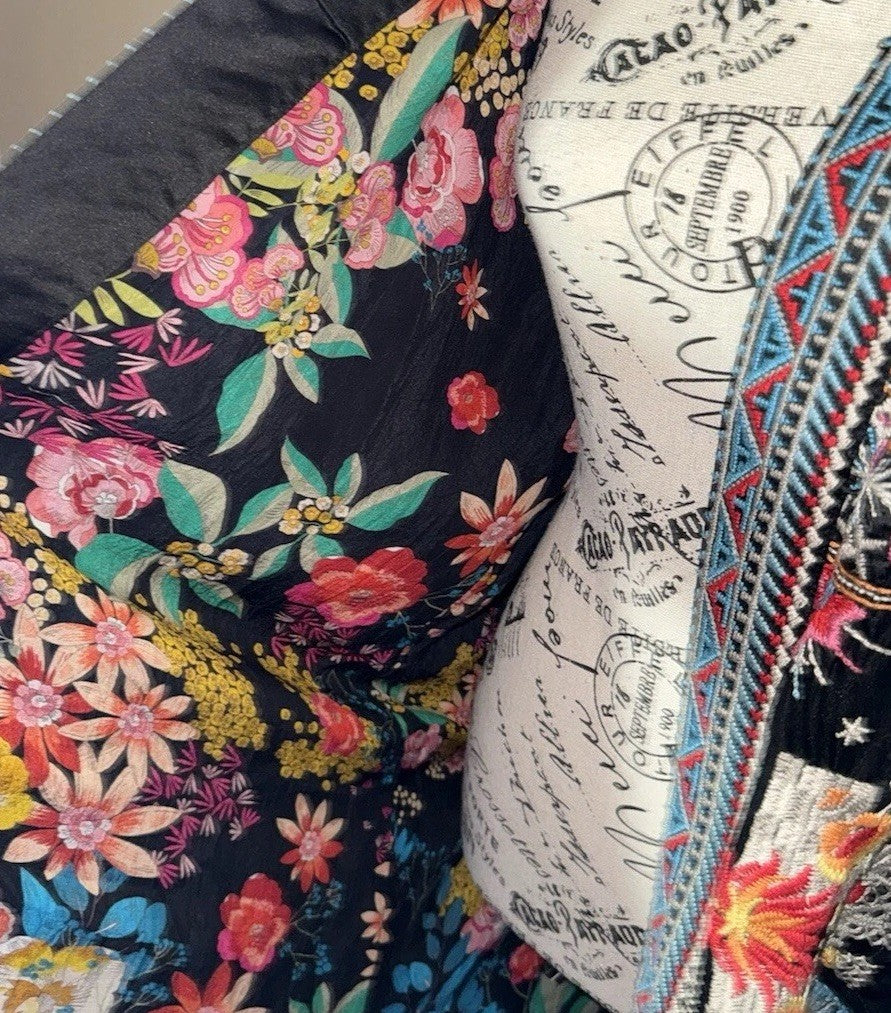 Johnny Was XL 1X Reversible KIMONO Jacket Coat Wrap Duster Embroidery STUNNING Johnny Was