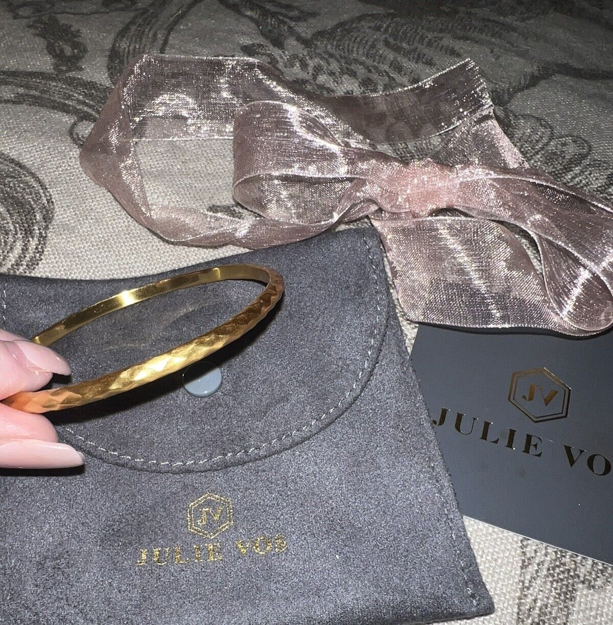 NEW Julie Vos Bangle Bracelet MEDIUM 24k Gold Plated NWOT