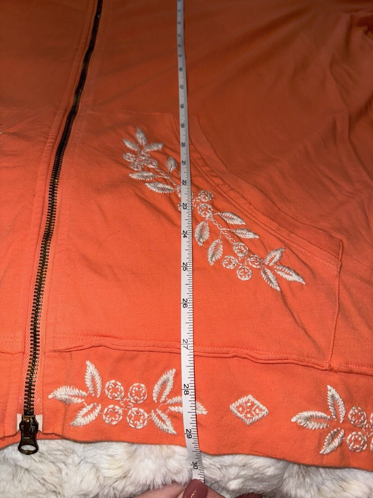 Johnny Was 3X 3XL Coral Zip Up Hoodie Jacket Kimono Embroidered Windbreaker