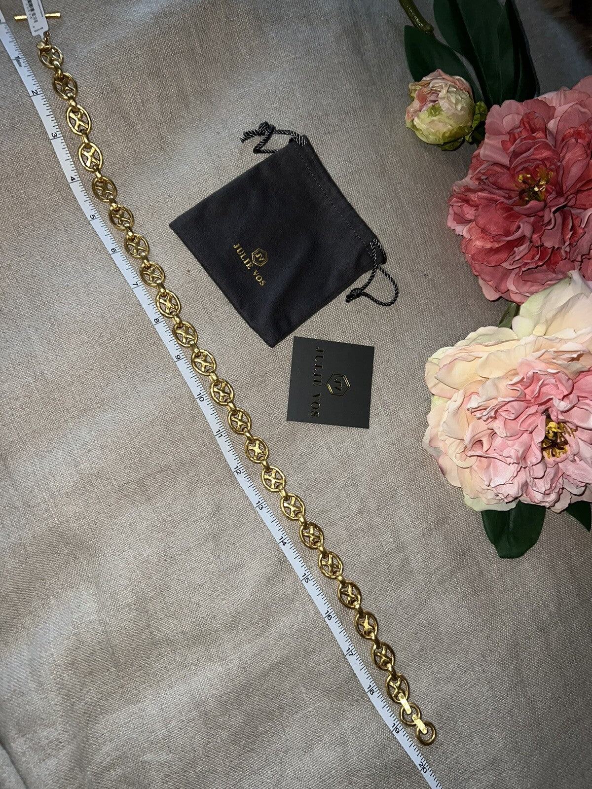 Julie Vos 24k Gold Plated XO Toggle Link Necklace ADJUSTABLE STUNNING Julie Vos