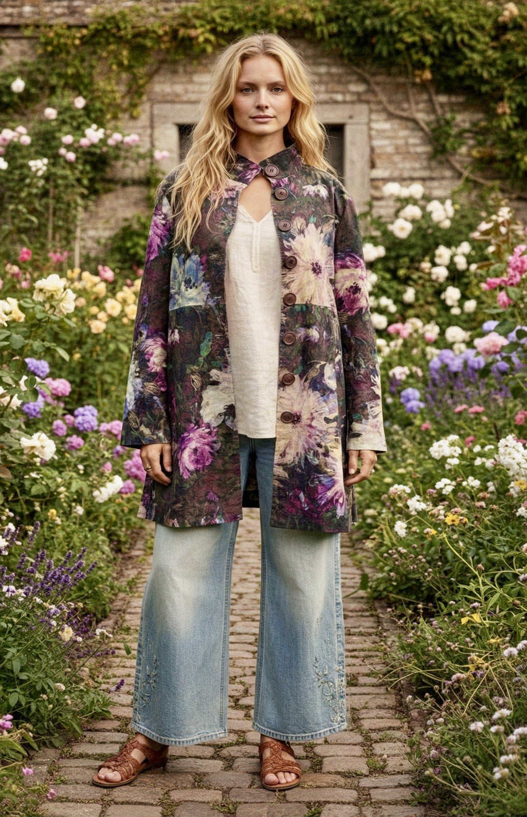 Johnny Was L Purple & Mauve Velour Military Jacket Trench Coat Silk Lined Johnny Was