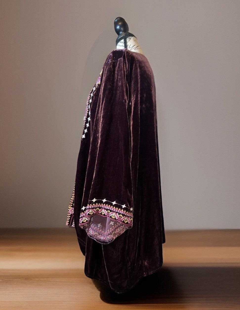 Johnny Was XL Wine Velvet Peasant Blouse Embroidered Tunic Top Kimono Sleeve Johnny Was